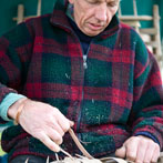 Owen Jones making an oak swill at Hatfield Living Crafts fair 2017
